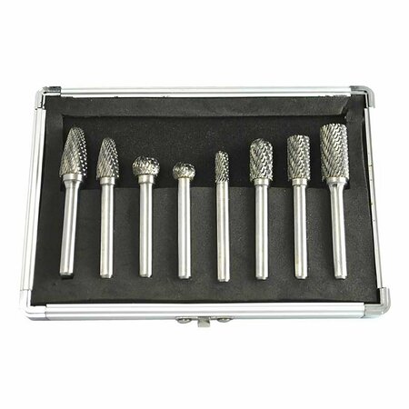 STM 8pc 14 Shank Double Cut Solid Carbide Burr Set 172986